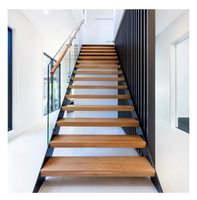 Sous-sol Escalier flottant en bois intérieur Echelle pliante en bois Escalier flottant blanc