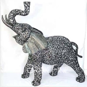 Escultura de elefante hueca grande de acero inoxidable, estatua de Animal de Metal para decoración de jardín - Product Image 2