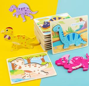 Tablero de rompecabezas de dinosaurio 3D personalizado, forma de dibujos animados, educación, aprendizaje Montessori, rompecabezas pegado, juguetes para niños y niñas - Product Image 5