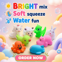 Lot de jouets de bain en caoutchouc pour animaux, assortiment personnalisé de 5 cm, avec couineurs, flottants, en silicone/caoutchouc, pour bébés de 0 à 4 ans, modèles Canards et Grenouilles