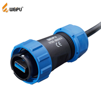 Conector Industrial WEIPU IP67 a Prueba de Agua, Cable de Extensión USB3.0/LC/RJ45, Conector de Montaje en Panel Frontal