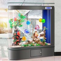 Bureau en verre trempé ovale grande méduse réservoir écologique spécial réservoir vivant réservoir de poissons