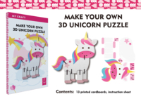 VOSAN Créez votre propre puzzle 3D licorne, kit d'artisanat DIY pour enfants, assemblage en carton, jouet éducatif pour garçons et filles