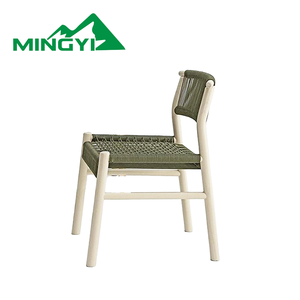 Vente en gros de meubles de restaurant d'extérieur tissés en corde chaises de patio en bois de teck de directeur de plage empilables avec cadre en aluminium - Product Image 4