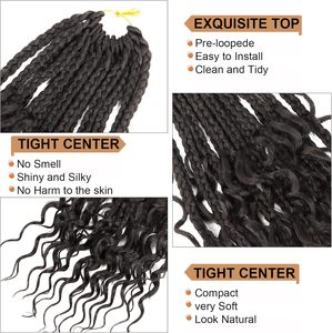 Bán Buôn Afro Niềm Đam Mê Twist Mở Rộng Pre-Xoắn Crochet Bện Dợn Sóng Boho Bom Crochet Nhiệt Độ Cao Sợi Sang Trọng Sợi - Product Image 5