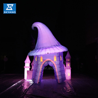 Énorme château de chapeau de sorcière de diable violet d'éclairage de LED gonflable avec la tête de fantôme sur le front pour Halloween