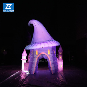 Énorme château de chapeau de sorcière de diable violet d'éclairage de LED gonflable avec <span class=keywords><strong>la</strong></span> tête de fantôme sur le front pour Halloween - Product Image 2