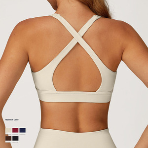 Soutien-gorge de <span class=keywords><strong>sport</strong></span> personnalisé, nouveau design, pour yoga et fitness, <span class=keywords><strong>maintien</strong></span> élevé, respirant, léger, col en V profond, bretelles croisées, soutien-gorge de course pour femmes - Product Image 3