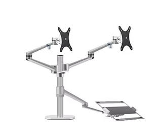 <span class=keywords><strong>Support</strong></span> de <span class=keywords><strong>moniteur</strong></span> de <span class=keywords><strong>bureau</strong></span> à réglage de hauteur en aluminium OL-10T <span class=keywords><strong>double</strong></span> 17-32 pouces + <span class=keywords><strong>support</strong></span> pour ordinateur portable 12-17 pouces bras de montage triple mouvement complet - Product Image 4