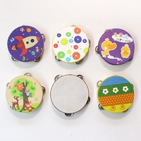18 CM Wooden Tambourine Toy Musical Instrument Hand Pan Drum Baby Learning Toys Educational Wooden Musical Instruments