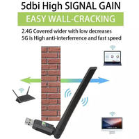 Adaptor Kombo 2-In-1 WiFi 5 AC650 + Adaptor USB BT PC Desktop Eksternal 2.4G/5GHz Jaringan Nirkabel Dual Band BT 5.3 Windows 10/11