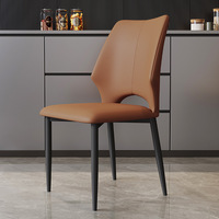 Table de restaurant commerciale îlot central marron italienne haut de gamme, chaise de salle à manger en métal anti-rayures, luxe léger, moderne et minimaliste