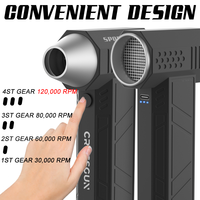 Ventilateur portable CROSSGUN X4, mini turbo souffleur d'air puissant avec moteur sans balais 120W, 4 vitesses, pour usage personnel