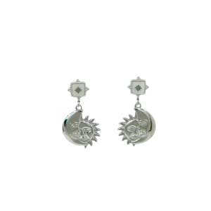 Pendientes de Moda con Diseño de Sol y Luna, Acero Inoxidable 316L, Baño de Oro PVD - Product Image 1