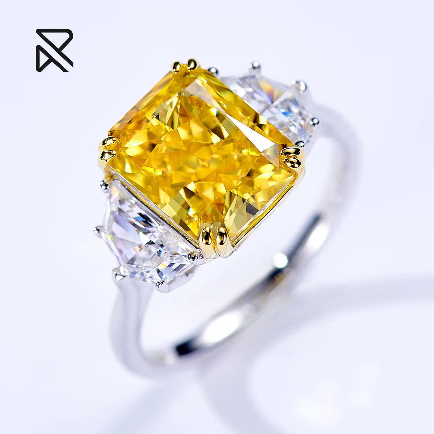 2021fine Jewelry Ring Women 925 Sterling Silver Gold Filled Simple Dainty Luxury Yellow Zircon Finger Wholesale