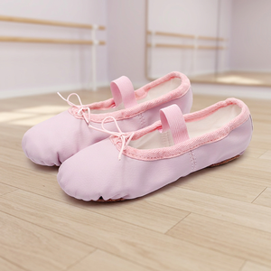 Chaussons de danse souples pour filles, dessus en cuir véritable, doublure en coton, professionnels, roses, faible MOQ, ODM, OEM, DDP, haute qualité - Product Image 4