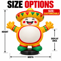 Ballon publicitaire gonflable Mascotte Fiesta Mexicaine en gros avec chapeau Sombrero et panneau publicitaire personnalisé pour la décoration de restaurants