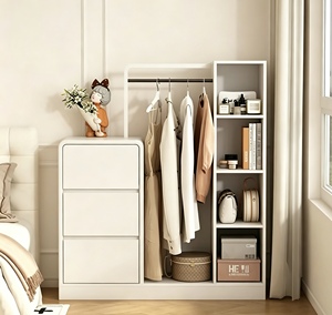 Armario de Almacenamiento Integrado para Dormitorio <span class=keywords><strong>con</strong></span> <span class=keywords><strong>Perchero</strong></span> y Cajones Pequeños de Madera Estilo Italiano para Sala de Estar - Product Image 2