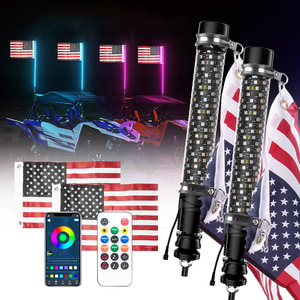 Lampe fouet LED RGB 12V pour UTV, VTT, buggy des dunes, tout-terrain, accessoires 4x4, lumière d'antenne de voiture, kit télécommande et application - Product Image 1