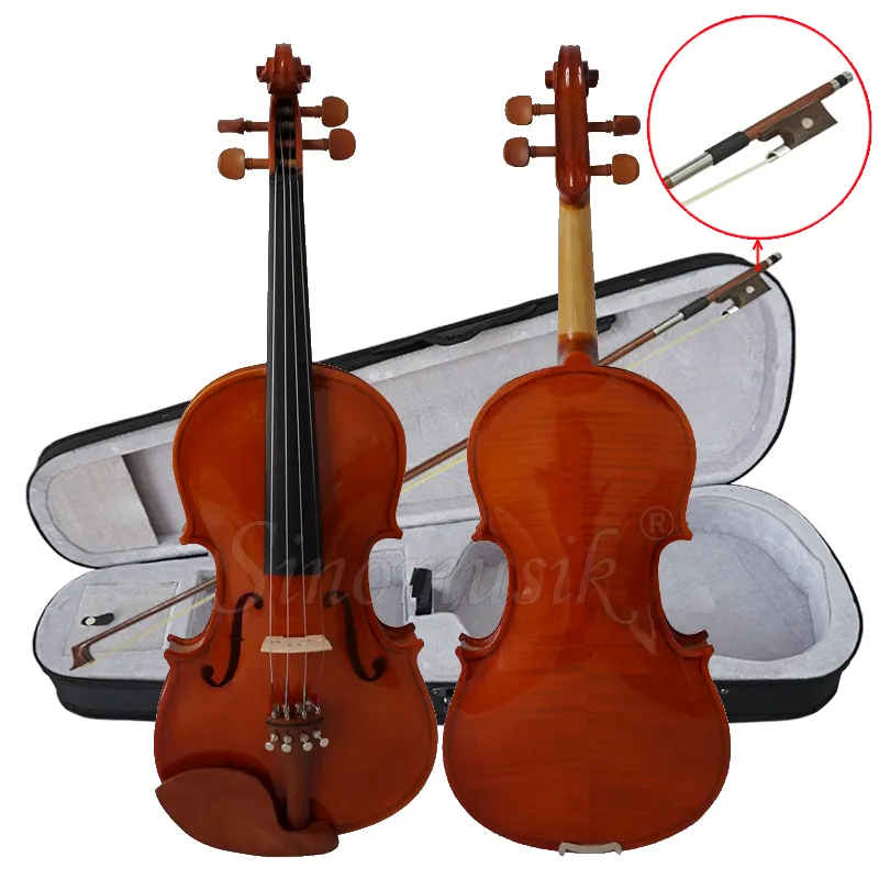 China fábrica feita venda quente preço mais baixo orçamento brilho violino marrom vermelho jujubewood instrumento de corda para estudante escola musical