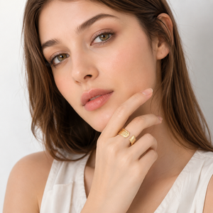 <span class=keywords><strong>Bague</strong></span> Yin Yang personnalisée en acier titane pour femme, style français, design de niche, demi-plaqué <span class=keywords><strong>or</strong></span>, inaltérable, bijoux de mode - Product Image 2