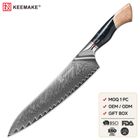Couteau de chef japonais Gyuto de 9 pouces avec cœur en acier Damas VG10, ultra-affûté, pour la cuisine, avec manche en bois stabilisé et résine