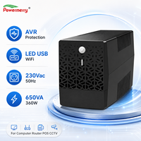 Mini-onduleur interactif en ligne 650VA 360W monophasé 220V 50Hz avec AVR, alimentation de secours pour systèmes de sécurité LED, USB, WiFi, CCTV – Europe