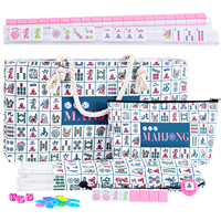 Juego de Mahjong Americano Profesional de Lujo Moderno, Color Rosa, 166 Fichas Estándar con Estuche, Soportes y Empujadores, Kit Completo para Entretenimiento