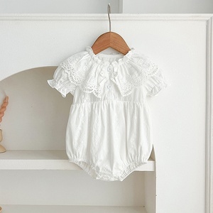 Sisters Comfort - Mamelucos de Verano para Bebé Niña, 100% Algodón, Color Albaricoque y Blanco, con Mangas Abullonadas y Cuello - Product Image 3