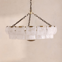 Lustres modernes en albâtre créatif, luminaires pour salon, lustre rond doré