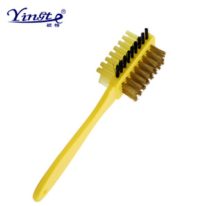Yinste Double Sided <b>Suede</b> Shoe <b>Brush</b> Yellow Plastic Horsehair Copper Wire For Cleaning Boots And Shoes - Product Image 5
