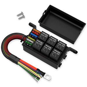 Caja de Relés Pre-cableada e Impermeable de 6 Vías y 12V, Bloque de Soporte para Relés, Caja de Fusibles y Relés Automotrices ATC/ATO - Product Image 1