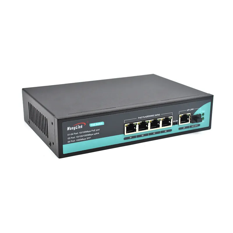 Interruptor Ethernet Wanglink 4 + 2 + 1 megabit Poe con fuente de alimentación interna de 65W 96W