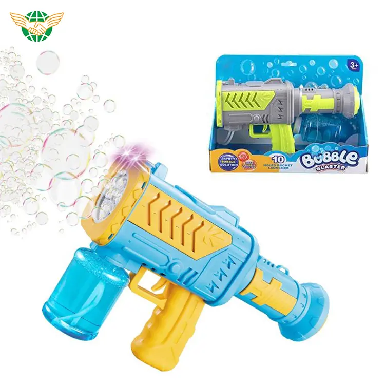 Kid Bubble Toy B/O 10 Holes Rocket Launcher Bubble Gun Gatling Bubble Gun Toys For Kids