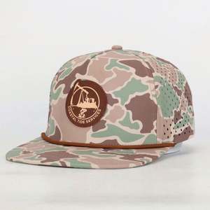 Gorra Snapback OEM Personalizada de 5 Paneles con Parche de Cuero Deportivo, Diseño de Camuflaje 'Old School Duck', Agujeros Cortados con Láser y Logotipo, Venta al por Mayor - Product Image 4