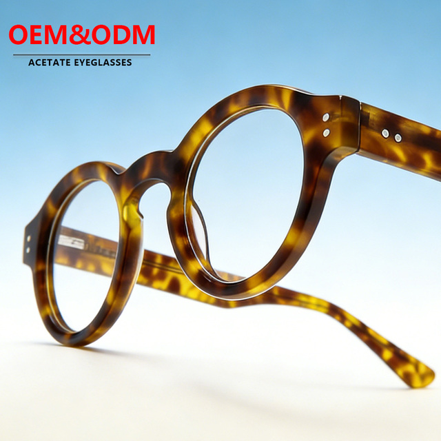 Vintage Fashionable Round Spectacle Eye Glasses Frames Optical Eyewear Retro Acetate Optical Frames OEM ODM Spectacle Frames