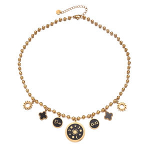 Collana Multiciondolo Impermeabile Landy, Placcata Oro con Catena a Perline, Charm Sole Stella <span class=keywords><strong>Luna</strong></span>, Stile Vintage - Product Image 6