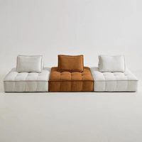 Canapé sectionnel réversible crème Wind Tofu Canapé modulaire compressé en bois avec fonction convertible pour salon ou villa