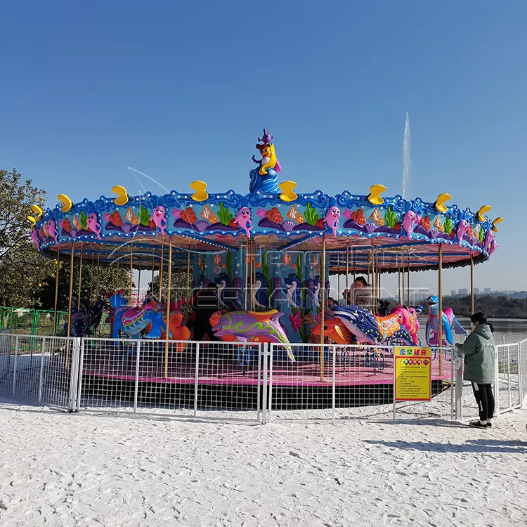 Luna Park Equipment Carousel Thiết Kế Mới Chủ Đề Biển Động Vật Biển 36 Chỗ Ngồi Carousel Vui Vẻ Đi Vòng Bán