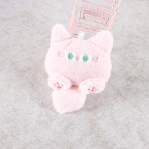 Colgante de peluche de gato de cola larga chirriante de dibujos animados, accesorio de mochila para niña, llavero con broche de gato - Product Image 3