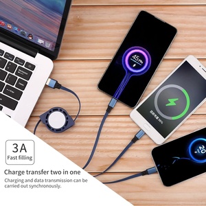 Câble de charge rétractable universel personnalisé en gros, promotionnel, cadeau, 3 en 1, câble de charge USB multiple avec logo personnalisé - Product Image 3