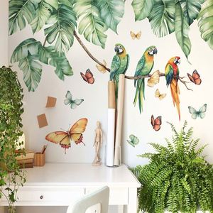 Autocollant mural pour enfants avec des fleurs colorées et des feuilles vertes, des animaux de dessin animé, décoration de la maison pour le salon et la chambre à coucher - Product Image 4