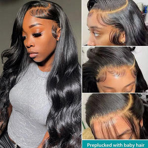 30英寸天然瑞士13x4体波高清蕾丝正面假发100% 生印度蕾丝正面假发黑色女性体波人发假发 - Product Image 3