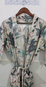 Kimono de Algodón Hecho a Mano con Estampado Floral para Mujer, Estilo Indio, Ligero, para Dormir, Playa o Descanso - Product Image 2