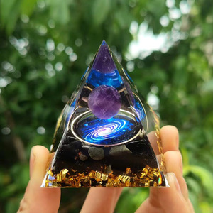 Wholesale Resin Crafts 5cm 6cm <strong>Amethyst</strong> Sphere Pyramid Crystal Gravel Orgonite Energy Healing Reiki Decor Ornaments Laser - Product Image 6