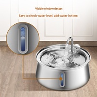 Distributeur d'eau automatique portable en acier inoxydable pour animaux de compagnie (chiens et chats) 4L avec capteur de niveau et filtration/purification de grande capacité