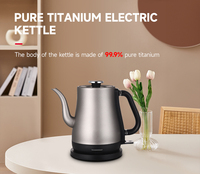 Bouilloire Électrique Portable en Titane Pur 1500W, Ébullition Rapide, Antibactérienne, Anti-rouille, Design Luxe Léger avec Contrôle Strix