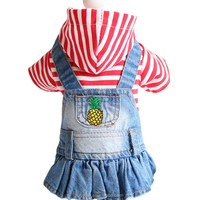 Robe rouge pour chien, vêtements pour animaux de compagnie de qualité, robe rayée pour chien, vêtements en jean, manteau assorti pour chien et propriétaire