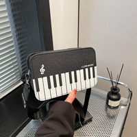 Nouveau Sac à Bandoulière Simple et Unique Piano Girl 2026 Grande Capacité Style Coréen Tendance Contraste de Couleurs Petit Sac à Fermeture Éclair