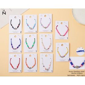 Set di 12 Braccialetti in Argento Inossidabile con Perline in Argilla Polimerica e Conchiglie, Gioielli alla Moda - Product Image 1